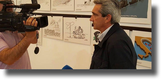 Σε Λέρο και Αγαθονήσι, εγκαινίασε ο Περιφερειάρχης την έκθεση σκίτσου για το προσφυγικό