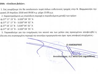 ΛΕΡΟΣ: Ανακοίνωση εκτέλεσης βολών στο Μπλεφούτη &#8211; Ν. Στρογγυλή &#8211; Ν. Τρυπητή