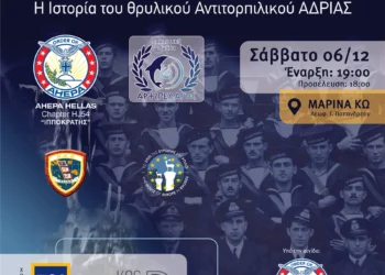 ΑΧΕΠΑ ΚΩ: «Η παρουσίαση της ιστορίας του αντιτορπιλικού ΑΔΡΙΑΣ, στις 6 Δεκεμβρίου στην Κω»