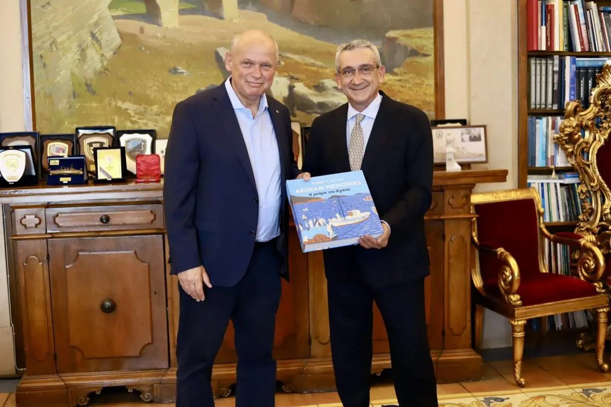 Συνάντηση του Περιφερειάρχη Γιώργου Χατζημάρκου με τον CEO του TUI Group Sebastian Ebel για την πορεία του «The Rhodes Co-Lab»